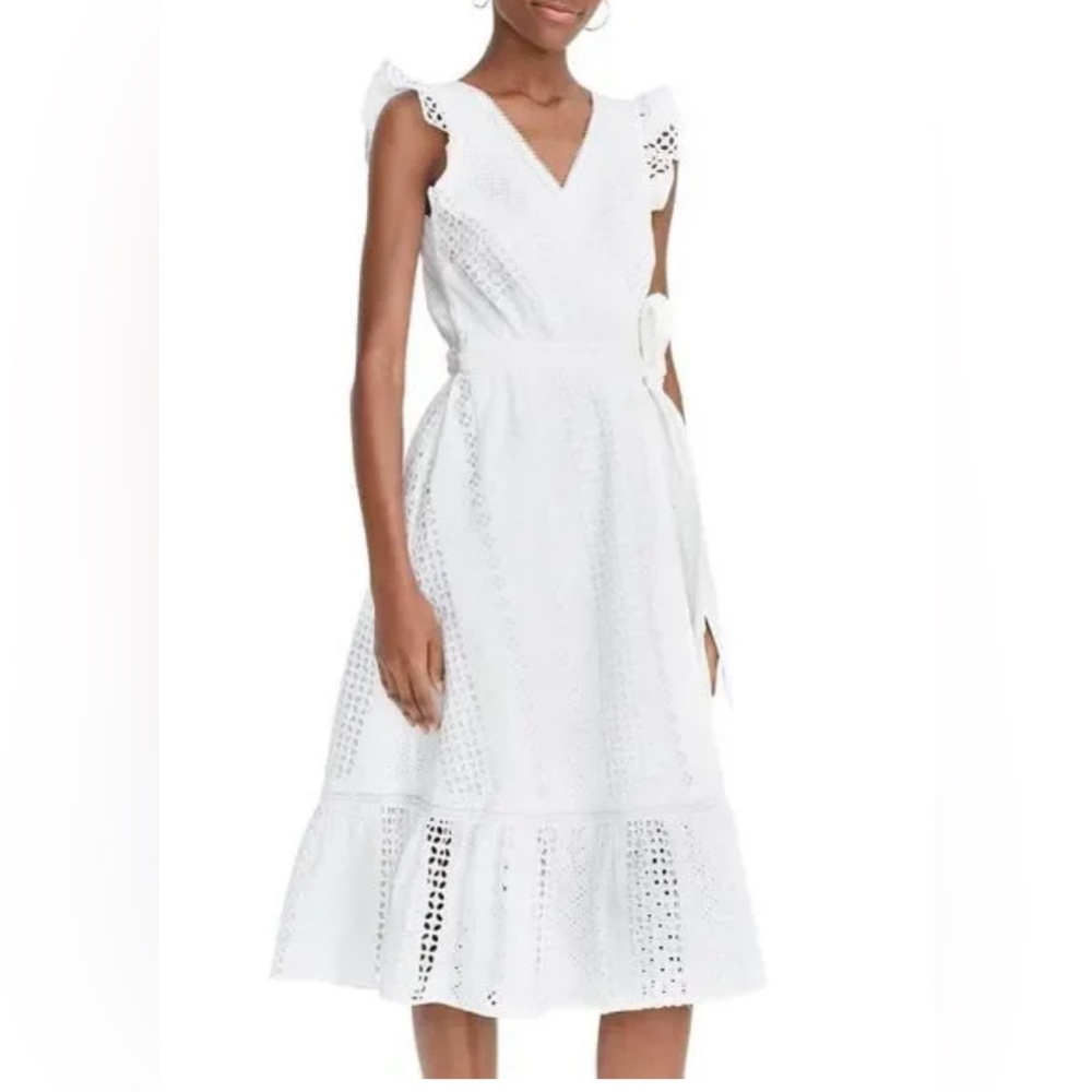 JCrew Allover Lace Eyelet Midi Wrap Dress - size 4 tall